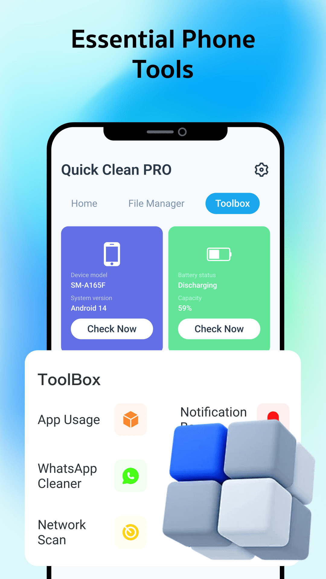 Quick Clean PRO essential phone tools
